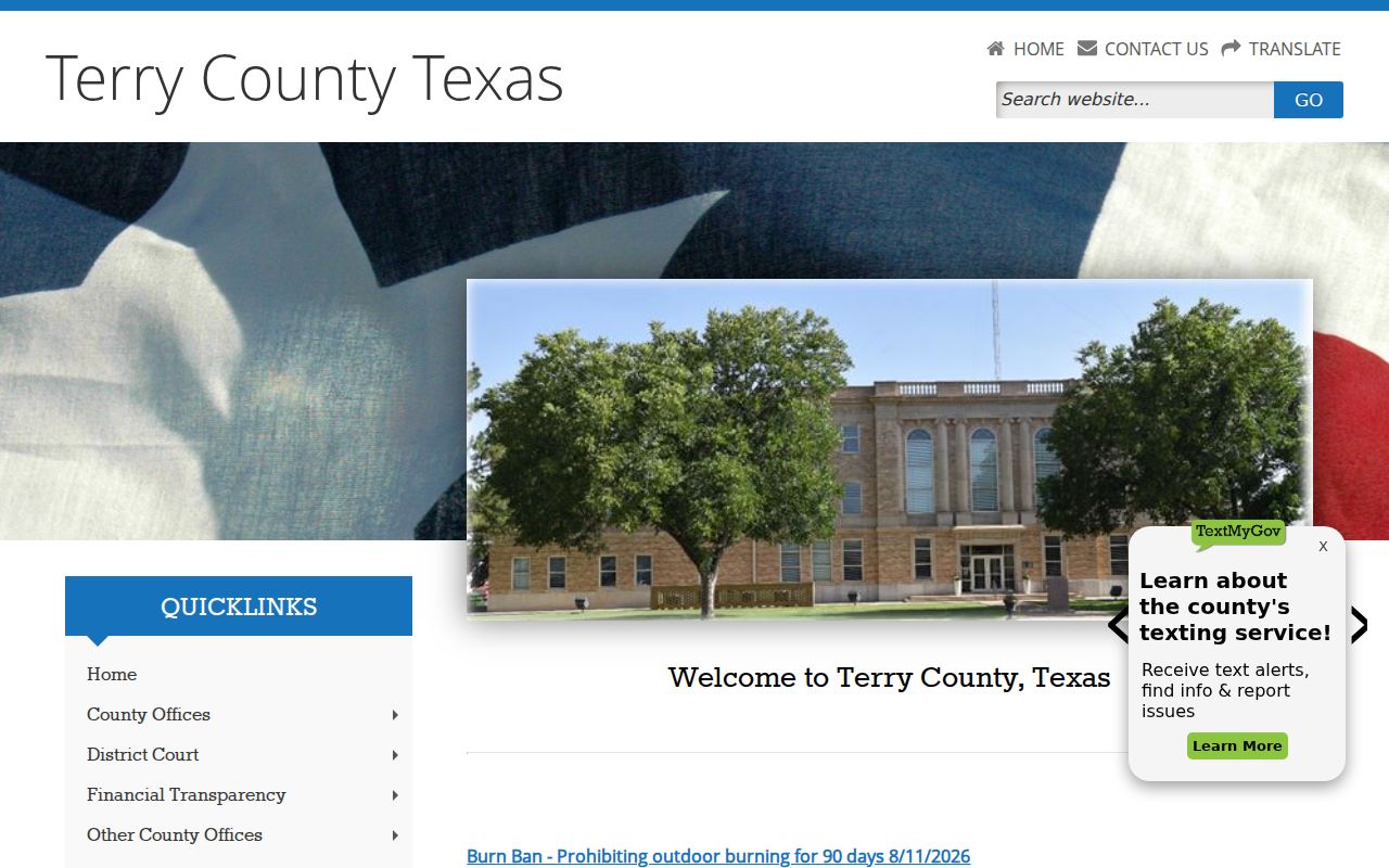 Terry County warrant records courthouse in Brownfield, Texas