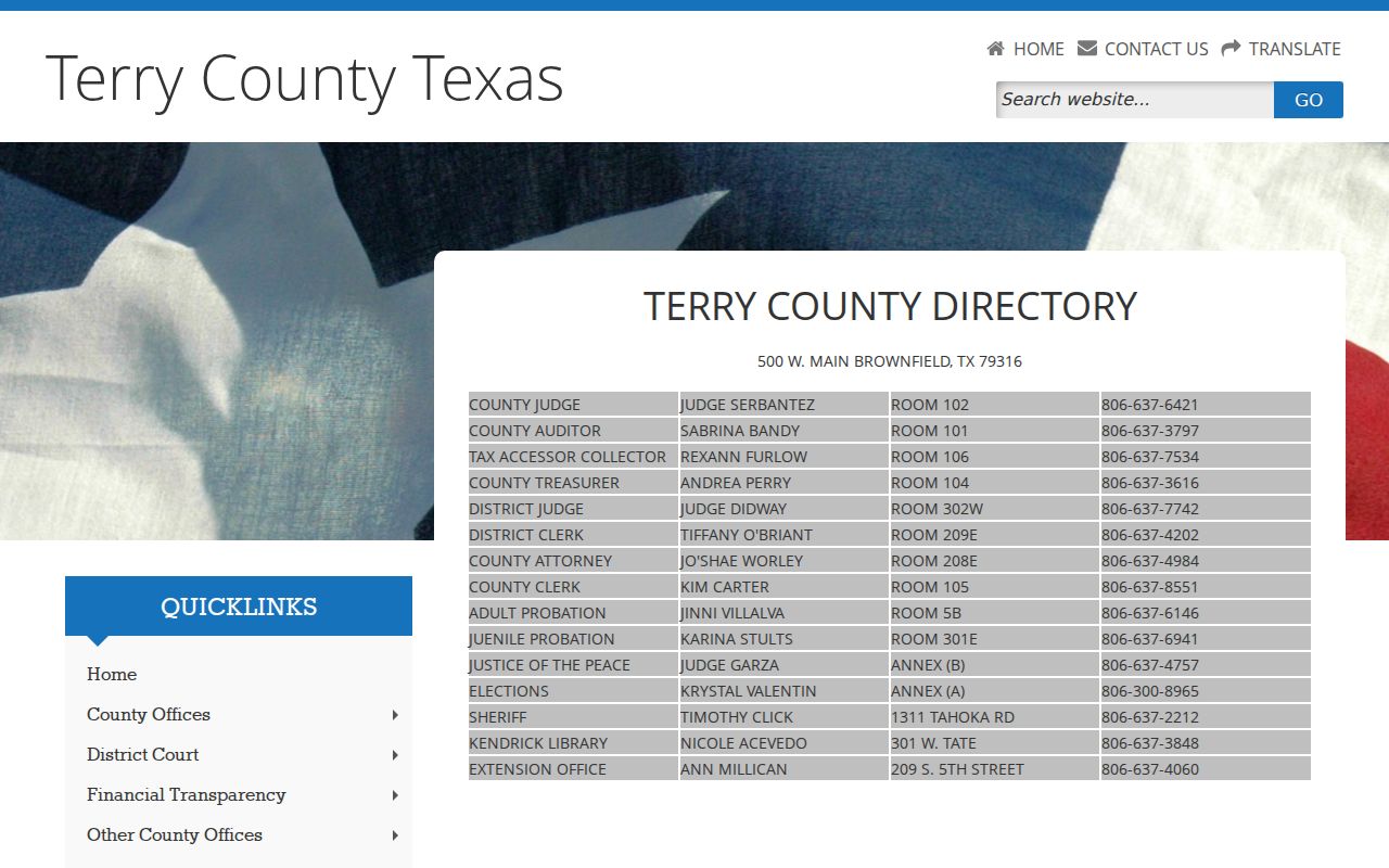 Terry County active warrant records court and clerk directory