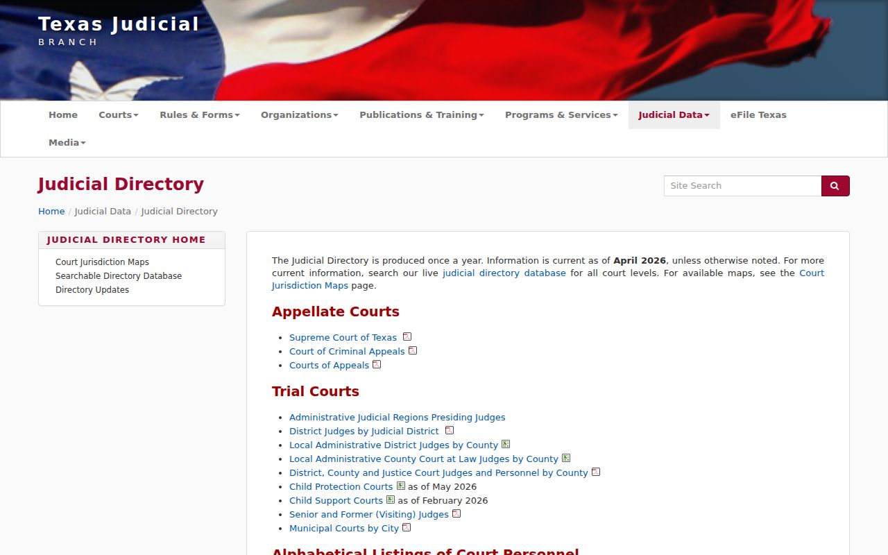 Terry County warrant records route through the Texas court directory